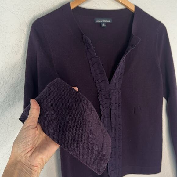 Banana Republic Extra Fine Italian Merino Wool Plum Cardigan Sweater Small Flaw - Picture 2 of 7